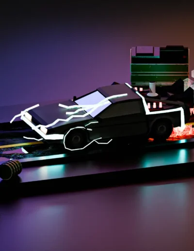 rendu 3D de la DeLorean DMC-12 de Retour vers le futur